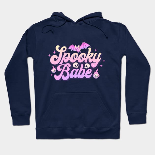 Spooky Babe Cute Pink Halloween Hoodie by BIBLIOTEECA